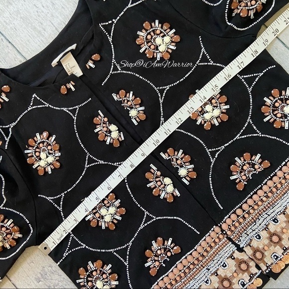 H&M NWT black embellished beaded cropped open 3/4 sleeve jacket *Shop@iAmWarrior - Picture 8 of 12